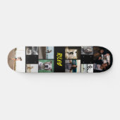 Skateboard Jaune Ajouter le nom Black Photo Collage Modèle (Horz)