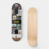 Skateboard Jaune Ajouter le nom Black Photo Collage Modèle (Recto)