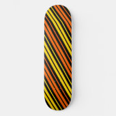 Skateboard Jaune et orange rayures verticales noires (Recto)