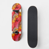 Skateboard Jaune rouge d'art d'aquarelle (Recto)