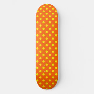 Skateboard Jaune Sur Orange Pois Design Motif
