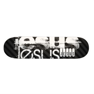 Skateboard Jésus ; Gris Noir & Foncé
