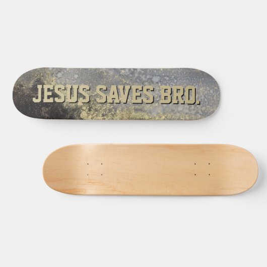 Skateboard Jésus Sauve Bro. Patinage peinture or Abstrait (Horz)