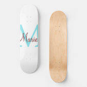 Skateboard jeté simple minimal ajouter nom monogramme rose ro (Recto)