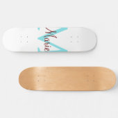 Skateboard jeté simple minimal ajouter nom monogramme rose ro (Horz)