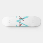 Skateboard jeté simple minimal ajouter nom monogramme rose ro (Horz)