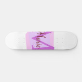 Skateboard jeté simple minimal ajouter nom monogramme rose ro (Horz)