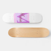 Skateboard jeté simple minimal ajouter nom monogramme rose ro (Horz)