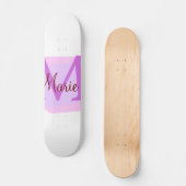 Skateboard jeté simple minimal ajouter nom monogramme rose ro (Recto)