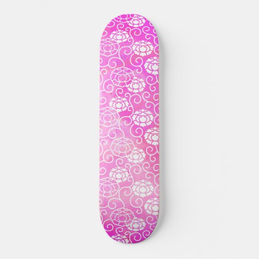 Skateboard Jeu 5 pivoines roses (Recto)