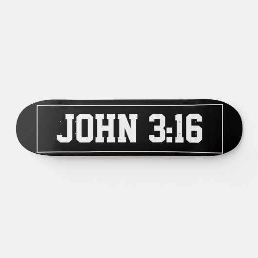 Skateboard John 3:16 Simple moderne Noir et blanc chrétien (Horz)