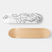 Skateboard Joli Anime écolière noir blanc dessin (Horz)