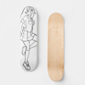Skateboard Joli Anime écolière noir blanc dessin (Recto)