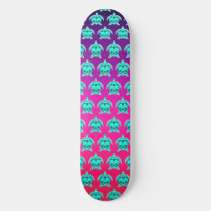 Skateboard Joli bleu vert turquoise turquoise tortues motif