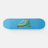 Skateboard Joli dessin animé de chenille verte mignonne (Horz)
