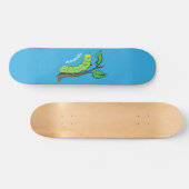 Skateboard Joli dessin animé de chenille verte mignonne (Horz)