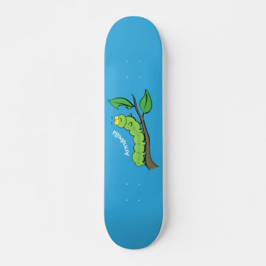 Skateboard Joli dessin animé de chenille verte mignonne (Devant)
