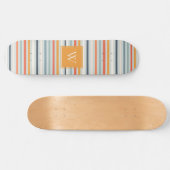Skateboard Joli Dusky Orange Bleu Motif rayé Monogramme (Horz)