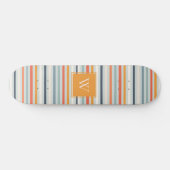 Skateboard Joli Dusky Orange Bleu Motif rayé Monogramme (Horz)
