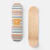 Skateboard Joli Dusky Orange Bleu Motif rayé Monogramme (Recto)