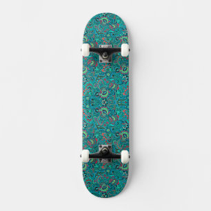 Skateboard Joli floral turquoise vintage