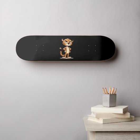 Skateboard joli guépard mécontent (Art mural (Horz))