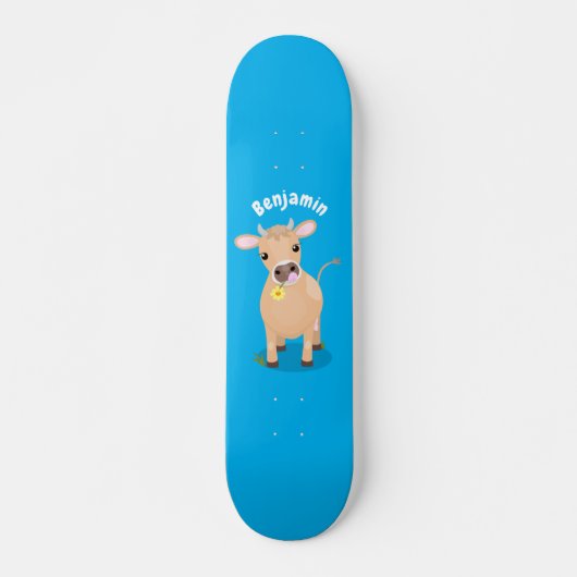 Skateboard Joli joli maillot de vache et dessin de fleurs (Devant)