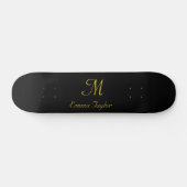 Skateboard Joli Monogramme noir et or Nom du script (Horz)