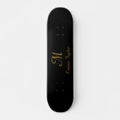 Skateboard Joli Monogramme noir et or Nom du script (Devant)