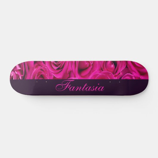 Skateboard Joli monogramme rose roses (Horz)