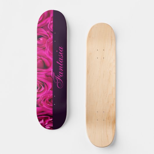 Skateboard Joli monogramme rose roses (Recto)