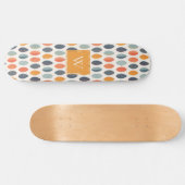 Skateboard Joli Motif de Monogramme Botanique Bleu Bleu Orang (Horz)
