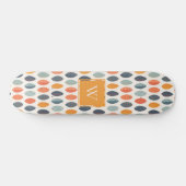Skateboard Joli Motif de Monogramme Botanique Bleu Bleu Orang (Horz)