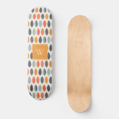 Skateboard Joli Motif de Monogramme Botanique Bleu Bleu Orang (Recto)