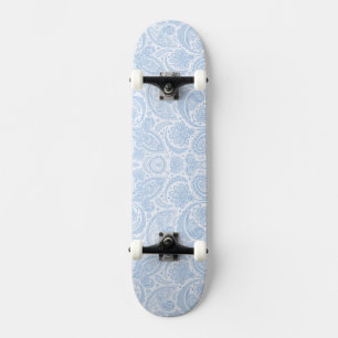 Skateboard Joli motif paisley bleu blanc