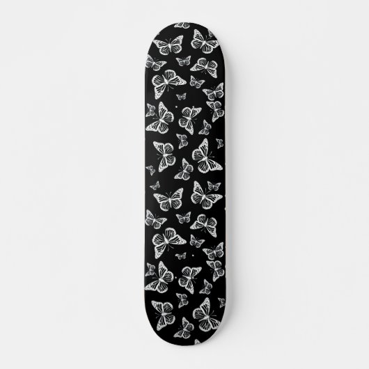 Skateboard Joli Papillons noirs et blancs Motif Motif (Devant)
