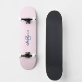 Skateboard Joli Pastel Rose Élégant Simple Mignonne Monogramm (Recto)