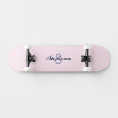 Skateboard Joli Pastel Rose Élégant Simple Mignonne Monogramm (Horz)