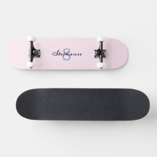 Skateboard Joli Pastel Rose Élégant Simple Mignonne Monogramm (Horz)