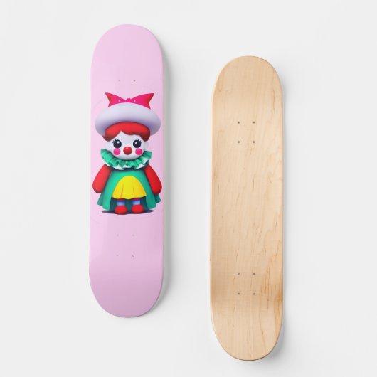 Skateboard Joli petit clown rose (Recto)