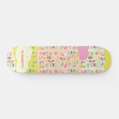 Skateboard Joli Pink Pastel Doodle Motif Girls Nom Fun (Horz)