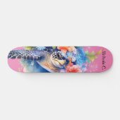 Skateboard Joli pont de tortue de mer fleurie (Horz)