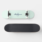 Skateboard Joli Vert Clair Élégant Simple Mignon Monogrammé (Horz)