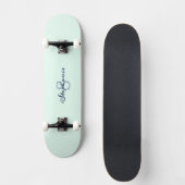 Skateboard Joli Vert Clair Élégant Simple Mignonne Monogramme (Recto)