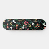 Skateboard Jolie aquarelle Floral Noir Botanique (Horz)