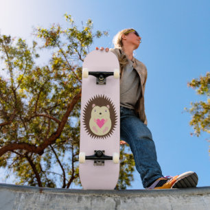 Skateboard Jolie bébé hérisson rose