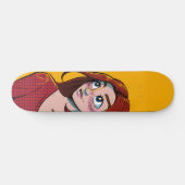 Skateboard Jolie Brunette Anime Girl Illustration (Horz)