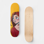 Skateboard Jolie Brunette Anime Girl Illustration (Recto)