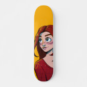 Skateboard Jolie Brunette Anime Girl Illustration (Devant)