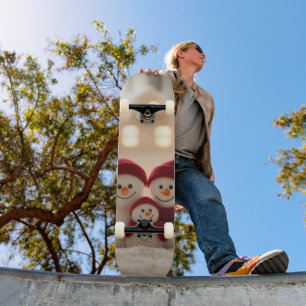 Skateboard Jolie famille de bonhomme de neige Noël d'hiver